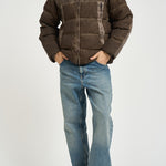 Piumino uomo con cappuccio marrone mèlange 21CMOW115A 006369SR30 C.P. COMPANY 