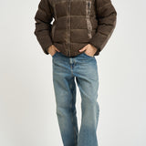 Piumino uomo con cappuccio marrone mèlange 21CMOW115A 006369SR30 C.P. COMPANY 