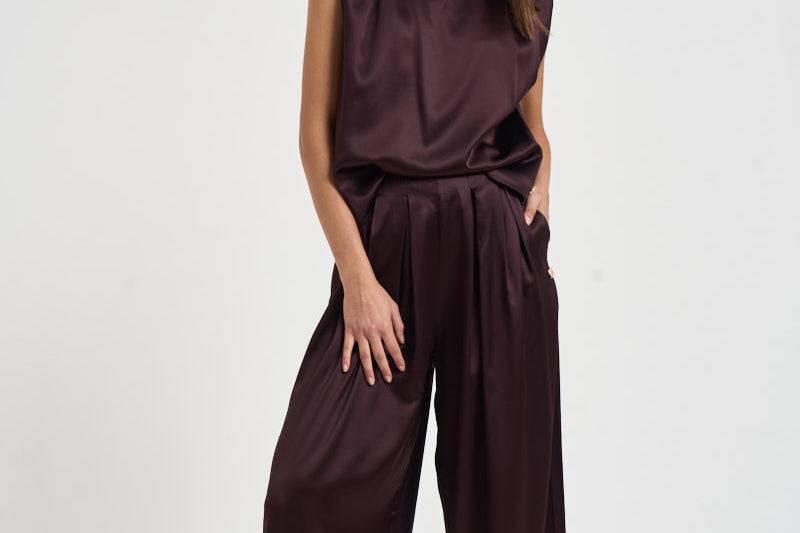 Pantalone donna Sandy palazzo vino 3905A AUBERGINE DANAME 