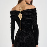 Abito donna Meryl lungo in velluto devorè nero 626FW6924V BLACK DANAME 