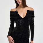 Abito donna Meryl lungo in velluto devorè nero 626FW6924V BLACK DANAME 
