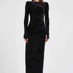 Abito donna Romane lungo in velluto nero 6930V BLACK DANAME 