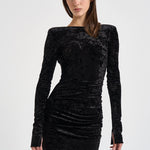 Abito donna Romane lungo in velluto nero 6930V BLACK DANAME 