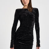 Abito donna Romane lungo in velluto nero 6930V BLACK DANAME 