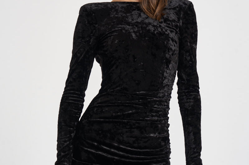 Abito donna Romane lungo in velluto nero 6930V BLACK DANAME 