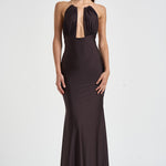 Abito donna Calliane lungo cioccolato 6934W BROWN DANAME 