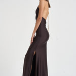 Abito donna Calliane lungo cioccolato 6934W BROWN DANAME 