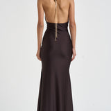 Abito donna Calliane lungo cioccolato 6934W BROWN DANAME 
