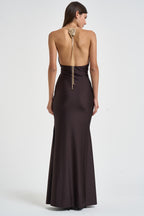 Abito donna Calliane lungo cioccolato 6934W BROWN DANAME 