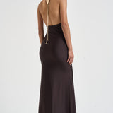 Abito donna Calliane lungo cioccolato 6934W BROWN DANAME 