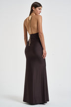 Abito donna Calliane lungo cioccolato 6934W BROWN DANAME 
