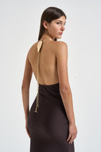 Abito donna Calliane lungo cioccolato 6934W BROWN DANAME 