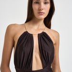 Abito donna Calliane lungo cioccolato 6934W BROWN DANAME 