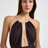 Abito donna Calliane lungo cioccolato 6934W BROWN DANAME 