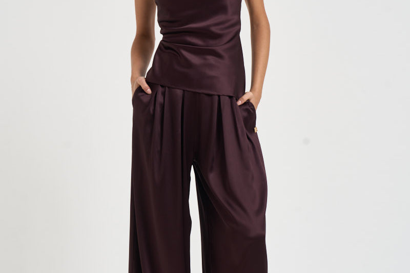 Top donna Lou con catena vino 7909A AUBERGINE DANAME 