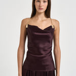 Top donna Lou con catena vino 7909A AUBERGINE DANAME 