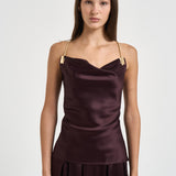 Top donna Lou con catena vino 7909A AUBERGINE DANAME 