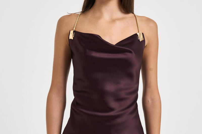 Top donna Lou con catena vino 7909A AUBERGINE DANAME 