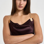Top donna Lou con catena vino 7909A AUBERGINE DANAME 