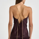 Top donna Lou con catena vino 7909A AUBERGINE DANAME 