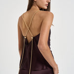 Top donna Lou con catena vino 7909A AUBERGINE DANAME 