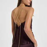 Top donna Lou con catena vino 7909A AUBERGINE DANAME 