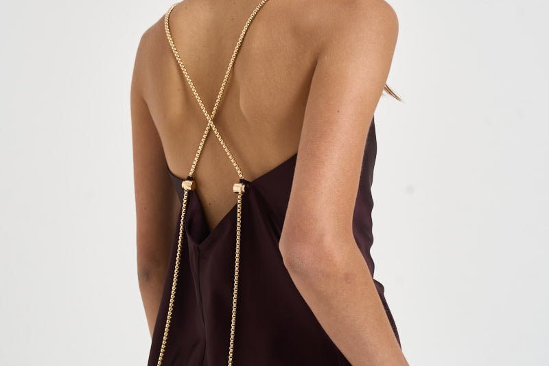 Top donna Lou con catena vino 7909A AUBERGINE DANAME 