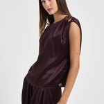 Top donna Nerina in raso vino 7910A AUBERGINE DANAME 