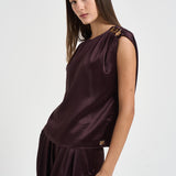 Top donna Nerina in raso vino 7910A AUBERGINE DANAME 