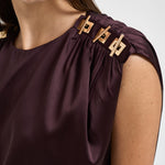 Top donna Nerina in raso vino 7910A AUBERGINE DANAME 