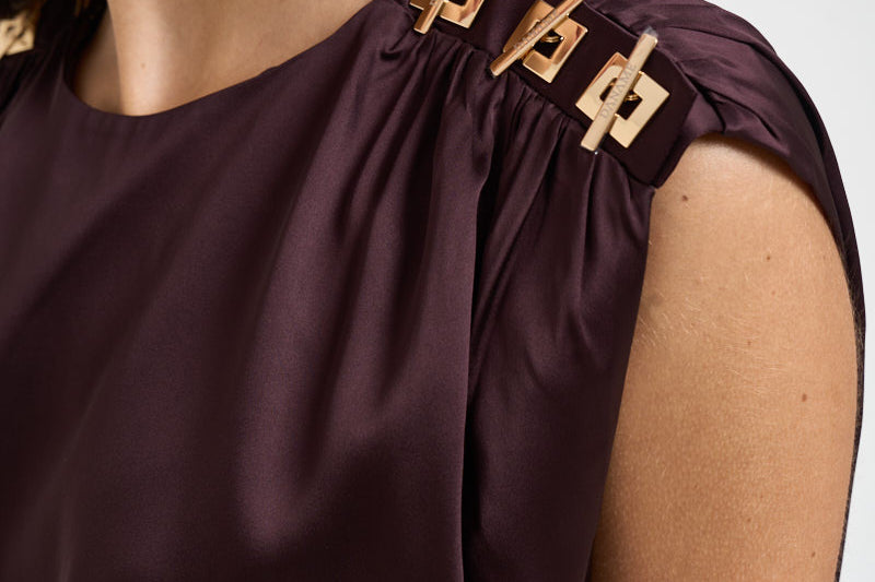 Top donna Nerina in raso vino 7910A AUBERGINE DANAME 