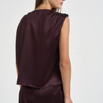 Top donna Nerina in raso vino 7910A AUBERGINE DANAME 