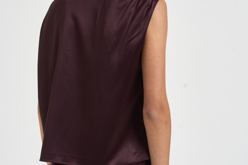 Top donna Nerina in raso vino 7910A AUBERGINE DANAME 