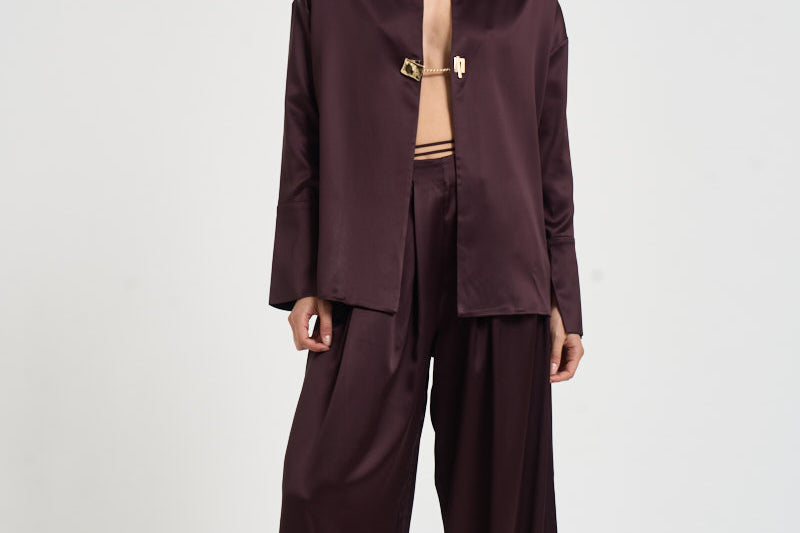 Camicia donna Alessia con chiusura gioiello vino 7913A AUBERGINE DANAME 