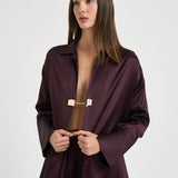 Camicia donna Alessia con chiusura gioiello vino 7913A AUBERGINE DANAME 