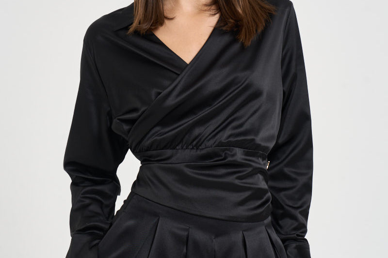 Blusa donna Alexa con fusciacca nera 7918S BLACK DANAME 