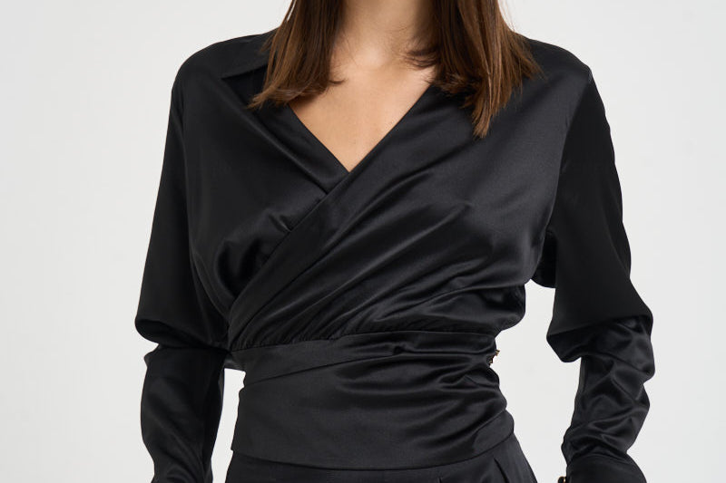 Blusa donna Alexa con fusciacca nera 7918S BLACK DANAME 