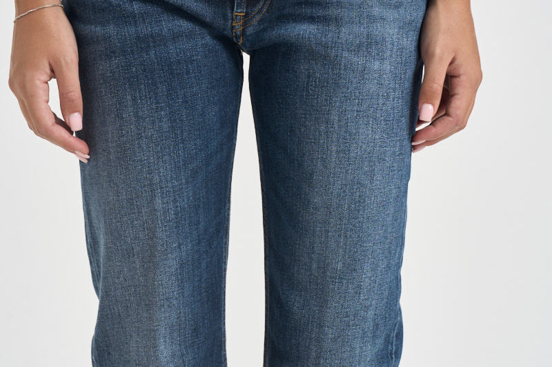Jeans donna Icon gamba dritta blu scuro denim DP776 DS0406DMU2 DONDUP 