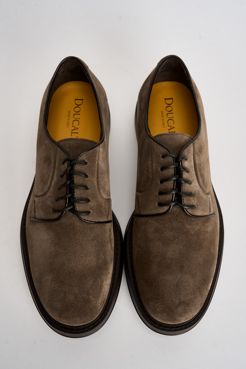 Scarpe uomo stringate in suede tortora 1385 VISONECRETA DOUCAL'S 