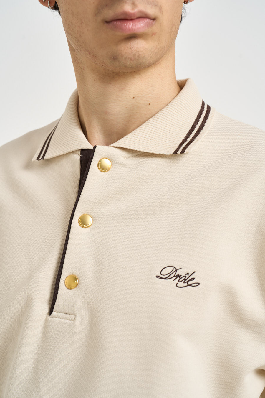 Felpa a polo uomo panna PL132 CO127SD DROLE DE MONSIEUR 