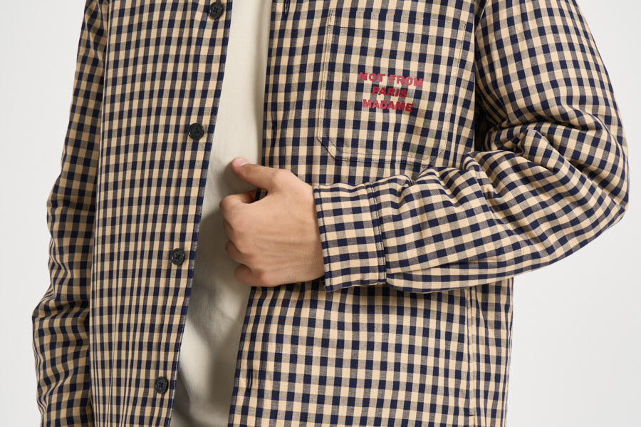 Giacca uomo a quadri beige e blu SH270 CO310BG DROLE DE MONSIEUR 