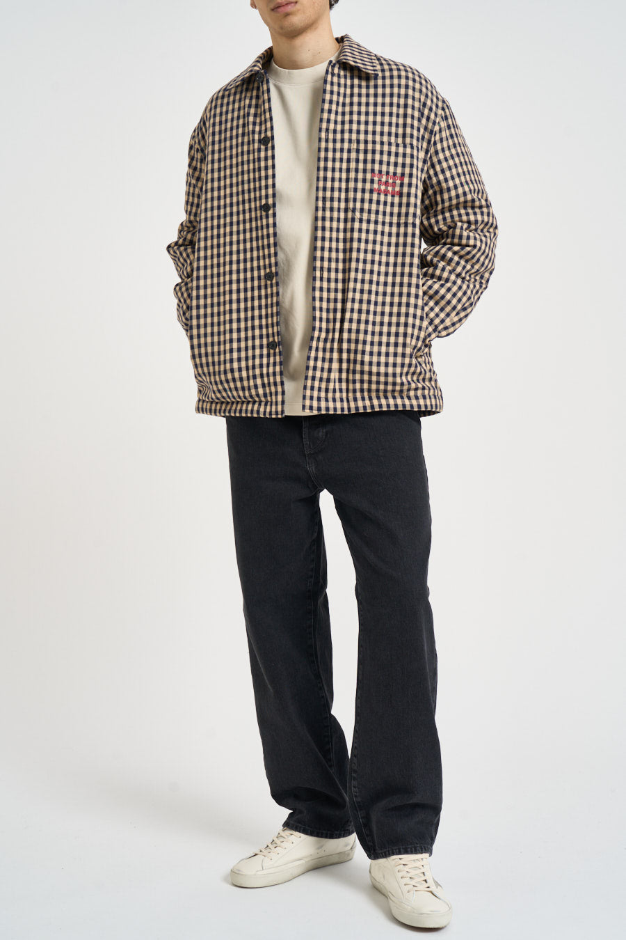 Giubbotto uomo a quadri beige e blu SH270 CO310BG DROLE DE MONSIEUR 