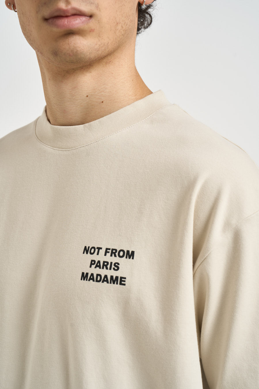 T-shirt uomo girocollo beige TS203 CO002MT DROLE DE MONSIEUR 