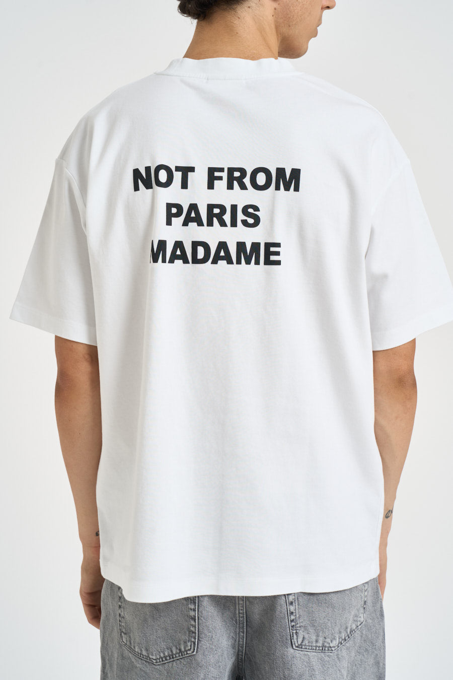 T-shirt uomo girocollo bianca TS203 CO002OPW DROLE DE MONSIEUR 