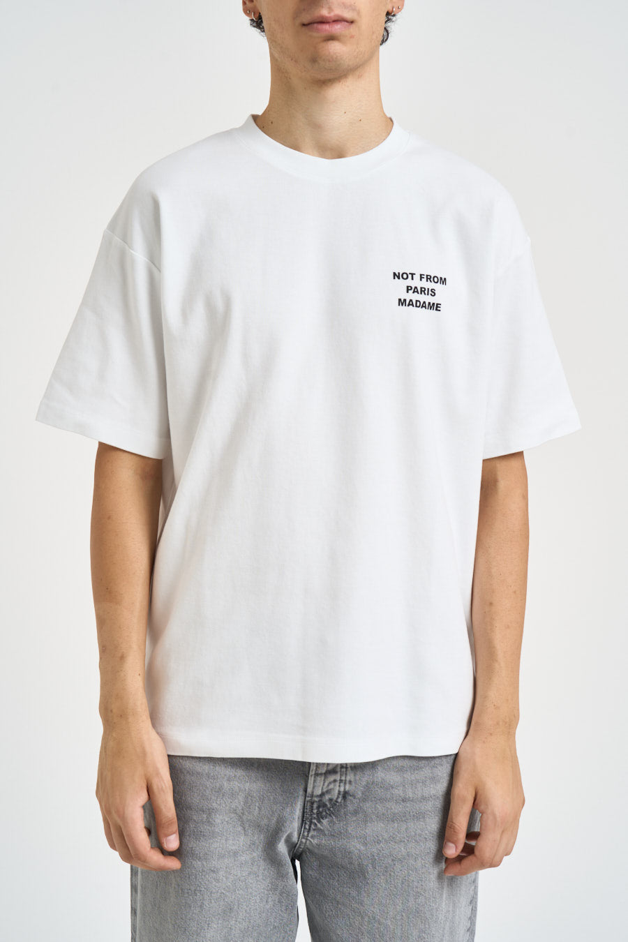 T-shirt uomo girocollo bianca TS203 CO002OPW DROLE DE MONSIEUR 