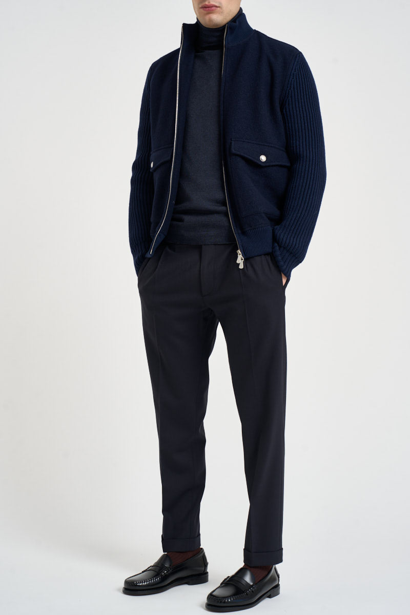 Giacca uomo full zip in lana blu navy GBTN10 N275ROYALBLU ELEVENTY 