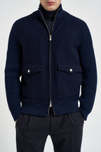 Giacca uomo full zip in lana blu navy GBTN10 N275ROYALBLU ELEVENTY 