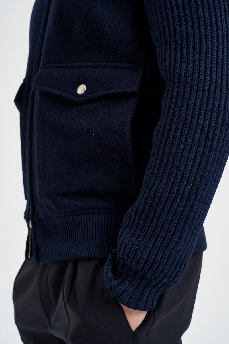 Giacca uomo full zip in lana blu navy GBTN10 N275ROYALBLU ELEVENTY 