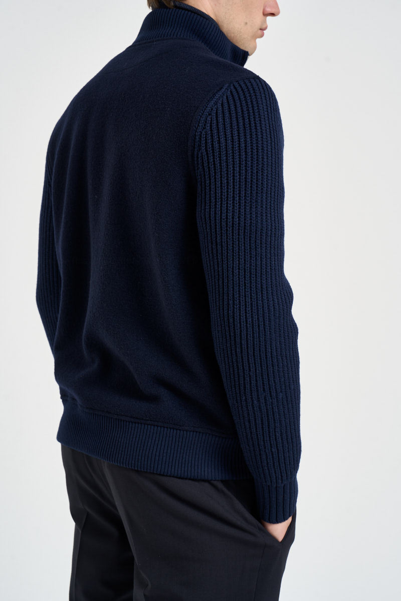 Giacca uomo full zip in lana blu navy GBTN10 N275ROYALBLU ELEVENTY 