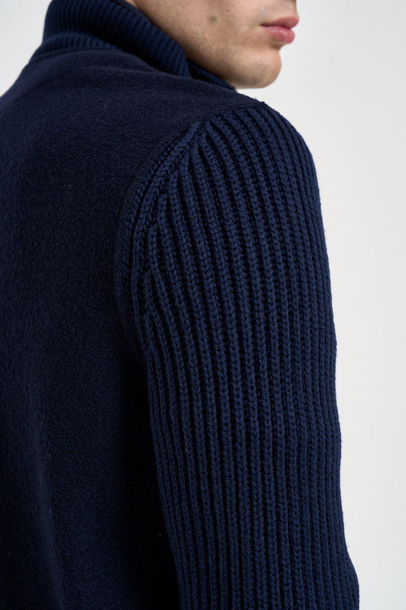 Giacca uomo full zip in lana blu navy GBTN10 N275ROYALBLU ELEVENTY 